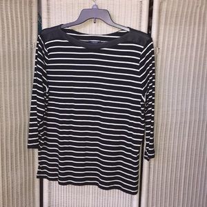 Black and white striped boatneck Top